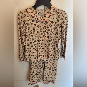 Wonder Nation Kids Pajama Set - Cream and Pink Floral